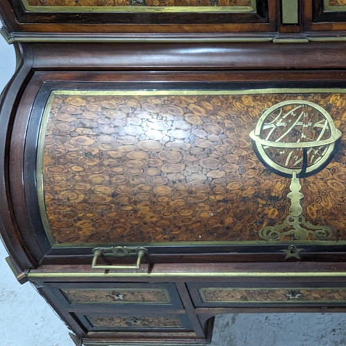 Louis XVI Period Cylinder Secretary In Bout Wood Marquetry Late 18th Century,