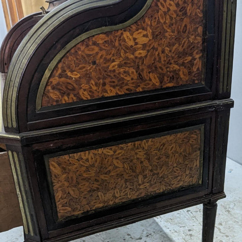 Louis XVI Period Cylinder Secretary In Bout Wood Marquetry Late 18th Century,