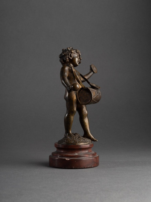 Bronze D’un Putto Musicien, Auguste Moreau (1834 - 1917)