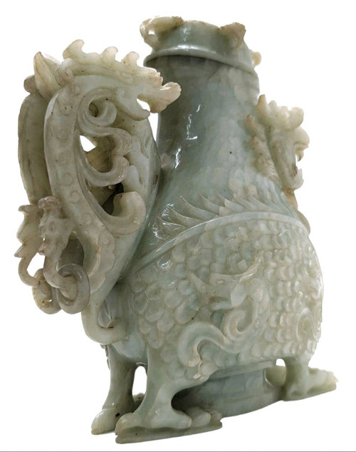 Jade Covered Pot With Dragon Decor