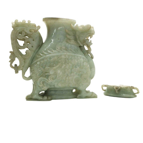 Jade Covered Pot With Dragon Decor