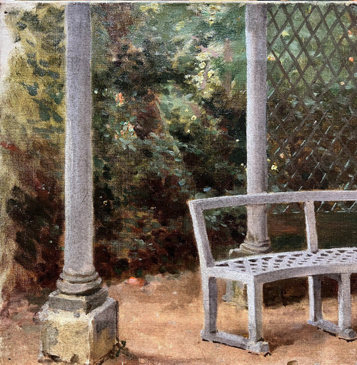 Ecole Française De La Fin Du 19ème Siècle - Bench And Pergola, Circa 1890