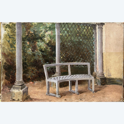 Ecole Française De La Fin Du 19ème Siècle - Bench And Pergola, Circa 1890