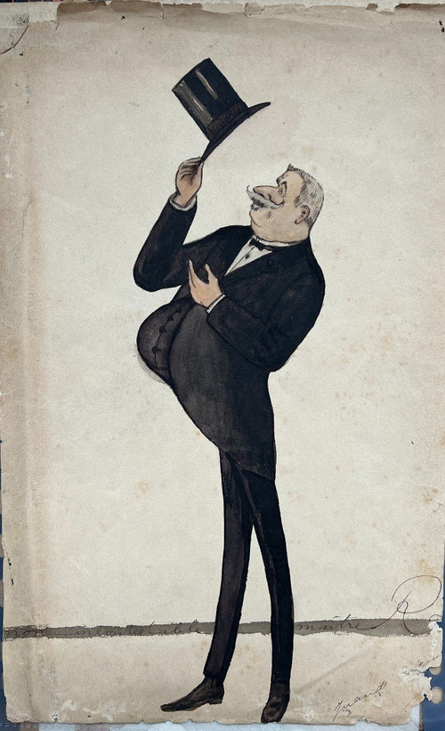 Scuola francese circa 1900 - Raro set di 15 ritratti/caricature con carica