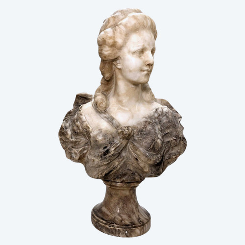 Büste (vermutlich) von Madame De Lamballe in Alabaster von Nicolao Landucci