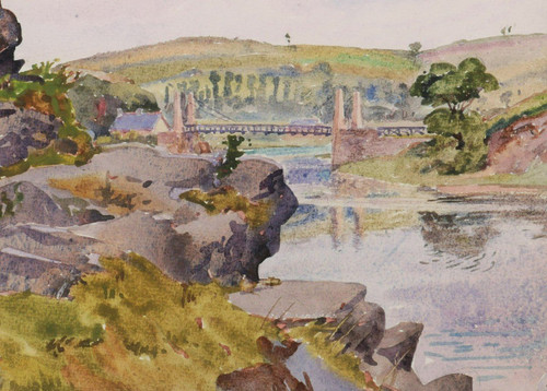 André Alfred DEBERGUE, The Saint-François Footbridge in Tréguier in Brittany