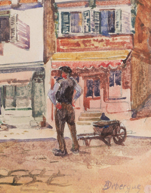 André Alfred DEBERGUE, Strada animata di Lannion nella Côtes d'Armor