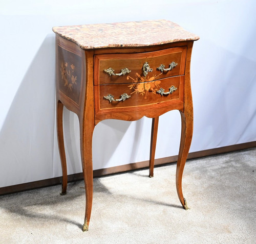 Small Chiffonniere Table in Rosewood and Walnut, Louis XV Style - 2nd Half Nineteenth