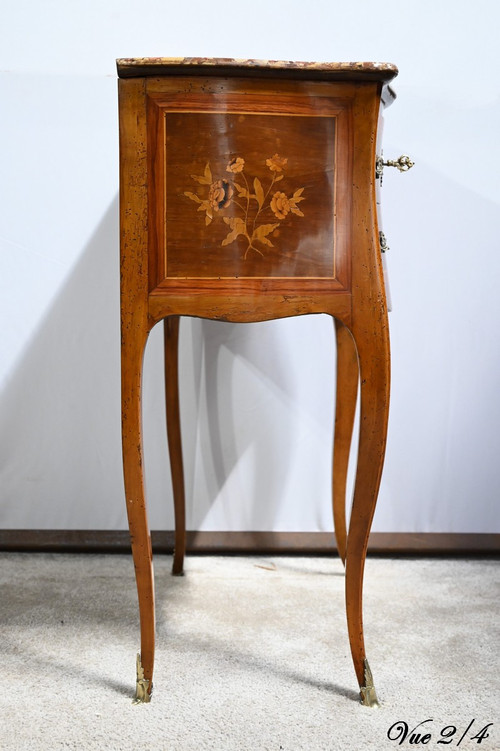 Small Chiffonniere Table in Rosewood and Walnut, Louis XV Style - 2nd Half Nineteenth