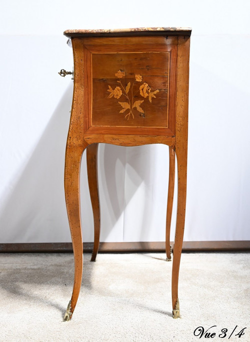 Small Chiffonniere Table in Rosewood and Walnut, Louis XV Style - 2nd Half Nineteenth