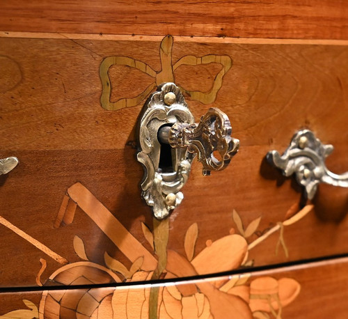 Small Chiffonniere Table in Rosewood and Walnut, Louis XV Style - 2nd Half Nineteenth