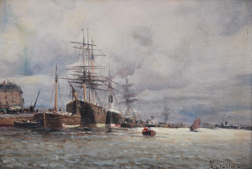 View Of Rouen, Oil Signed De Letellier