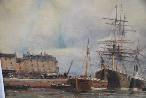 View Of Rouen, Oil Signed De Letellier