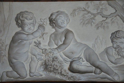 Suite De 4 Toiles Peintes Putti Attribuables à Piat Joseph Sauvage  Fin XVIIIe siècle