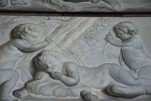 Suite De 4 Toiles Peintes Putti Attribuables à Piat Joseph Sauvage  Fin XVIIIe siècle