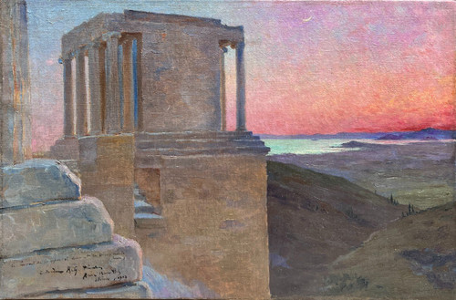 André Brouillet (1857-1914) - Atene, l'acropoli al tramonto, 1903