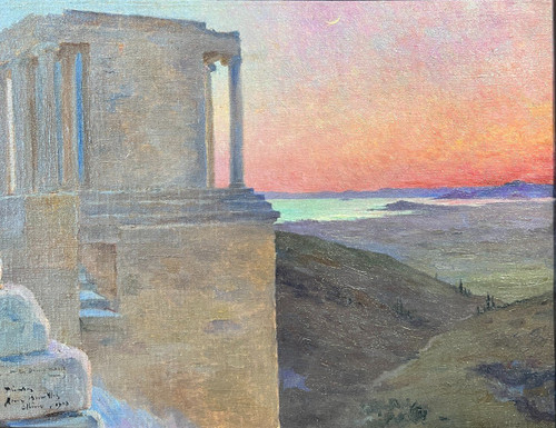 André Brouillet (1857-1914) - Atene, l'acropoli al tramonto, 1903