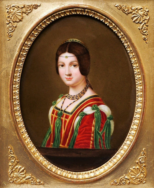 Honorine FROMAGE , La Belle Ferronnière, after Léonard de VINCI, porcelain