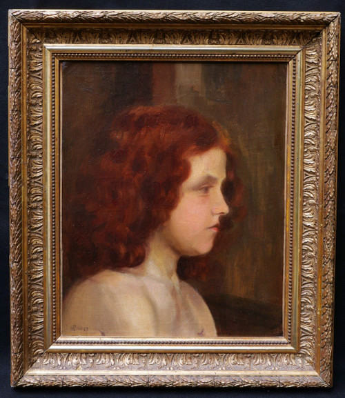 Henri PRINGUET (active in Carcassonne, 1870-1946), Portrait of a young redheaded woman in profile