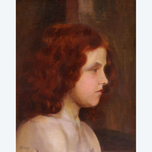 Henri PRINGUET (active in Carcassonne, 1870-1946), Portrait of a young redheaded woman in profile