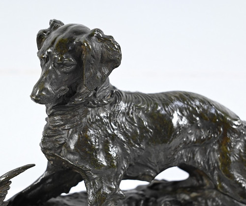 "Cane Spaniel" in bronzo, firmato P-J.Mêne - metà del XIX secolo