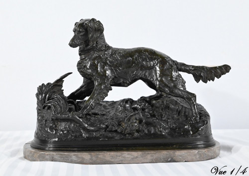 "Cane Spaniel" in bronzo, firmato P-J.Mêne - metà del XIX secolo