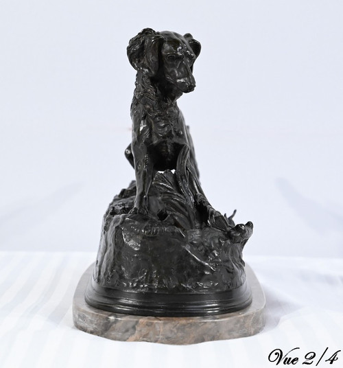 "Cane Spaniel" in bronzo, firmato P-J.Mêne - metà del XIX secolo