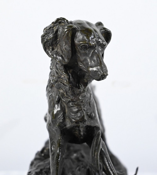 "Cane Spaniel" in bronzo, firmato P-J.Mêne - metà del XIX secolo