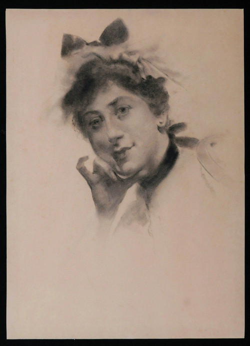 École FRANÇAISE du XIXème siècle, Portrait de femme au noeud dans les cheveux