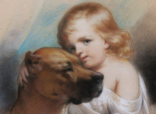 Charles Jean-Baptiste LELIÈVRE, Tendresse : jeune garçon et chien