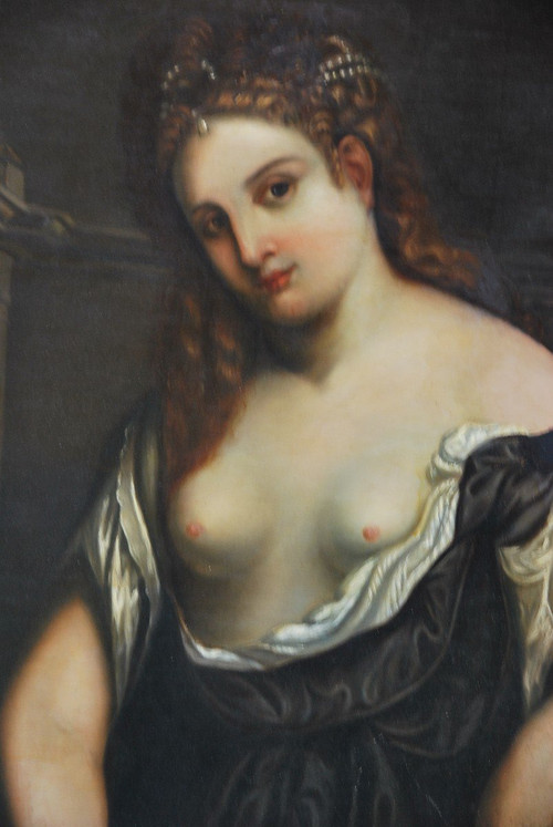 Giovane donna con vaso di garofani Scuola del XVIII secolo