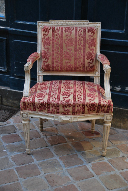 Louis XVI flat-back armchair, attributed to Pillot