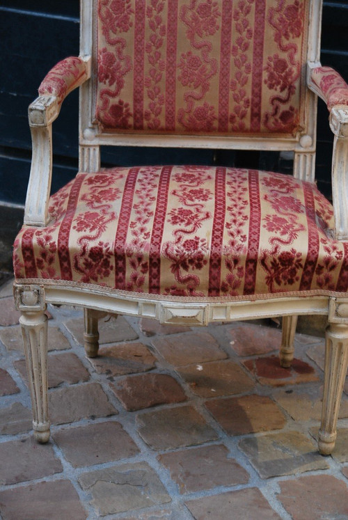 Louis XVI flat-back armchair, attributed to Pillot