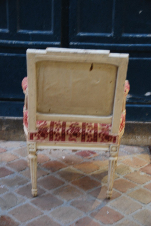 Louis XVI flat-back armchair, attributed to Pillot