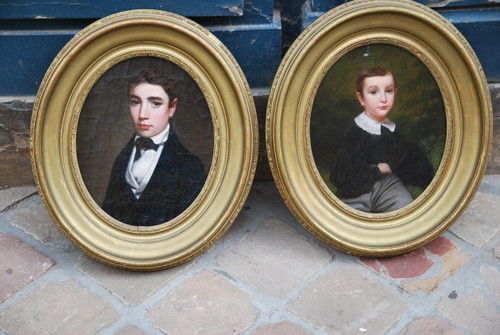 Pair Of Portraits: The Two Brothers 19th Century