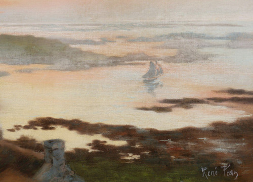 René Louis PÉAN, Breton coast at setting sun