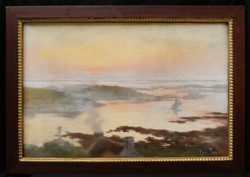 René Louis PÉAN, Breton coast at setting sun