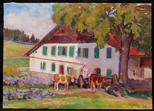 François Louis JAQUES, Farm and cows in the Jura