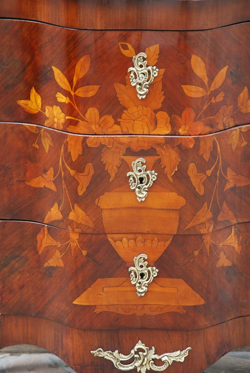 Holland Flower Marquetry Chest Of Drawers