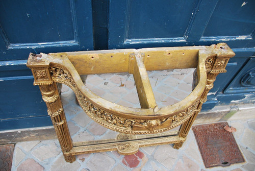 Elegant Console With Mirror Bottom Louis XVI Period