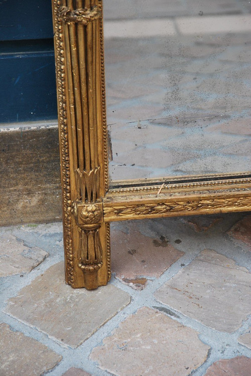 Elegant Console With Mirror Bottom Louis XVI Period