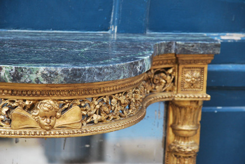 Elegant Console With Mirror Bottom Louis XVI Period