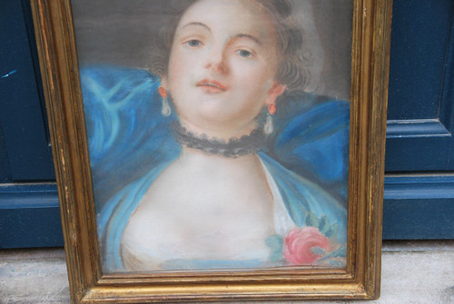 Pastel Young Woman Eighteenth Century Follower Of Boucher