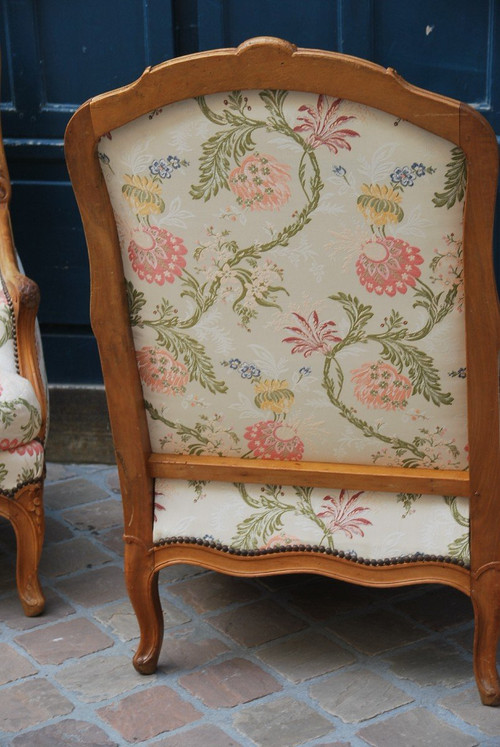 Pair Of Important Bergeres With Flat Backrest Louis XV Period