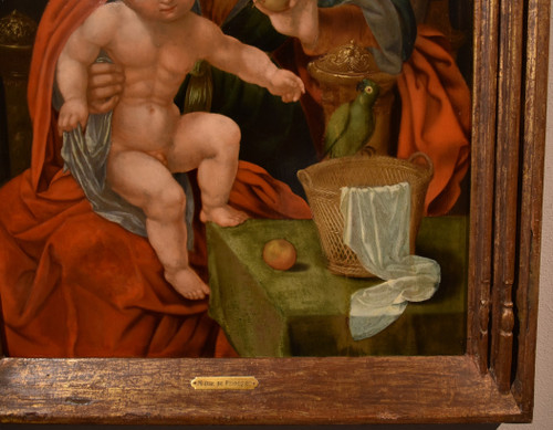 Virgin And Child Enthroned, Master Of The Parrot (antwerp, Early 16th Century), Follower