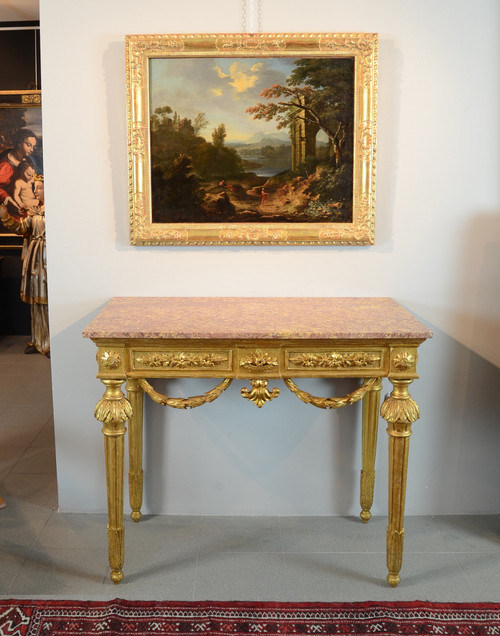 Louis XVI Console In Golden Wood, Genoa Around 1785