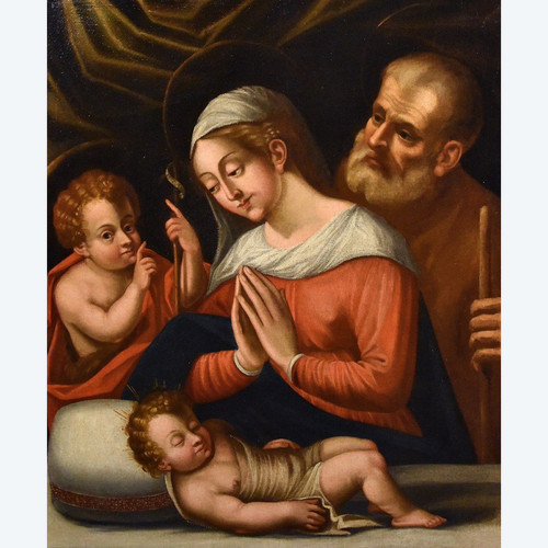 Holy Family With The Infant Saint John The Baptist, Giovanni Battista Ramenghi (1521 - 1601) Circle