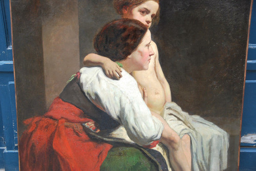 Carolus Duran  suiveur de ,La Mère Et Son Enfant , Huile Sur Toile XIXème