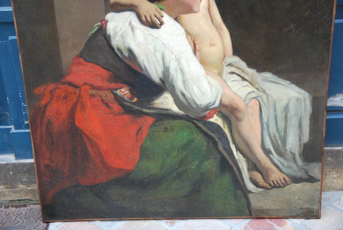 Carolus Duran  suiveur de ,La Mère Et Son Enfant , Huile Sur Toile XIXème