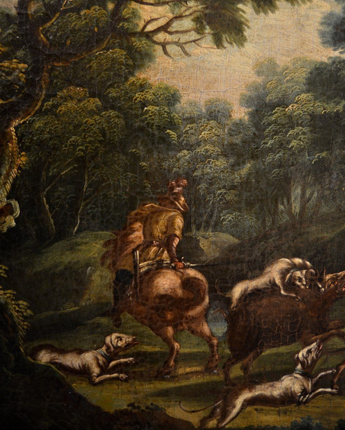 Piedmontese Painter Of The Eighteenth Century,  Hunting Scene And Pastoral Scene